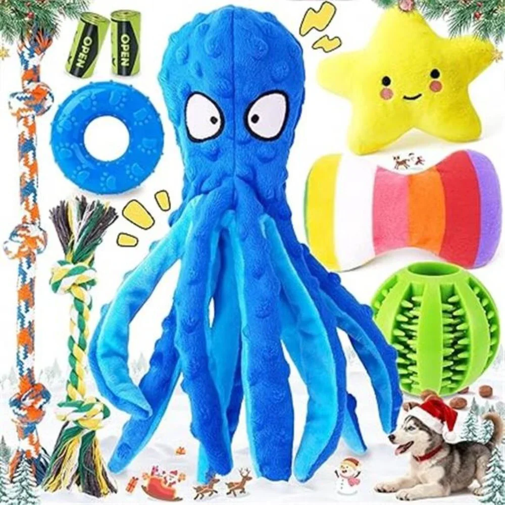 9-Pack Interactive Puppy Dog Toys for Small Dogs No-Stuffing Squeaky
